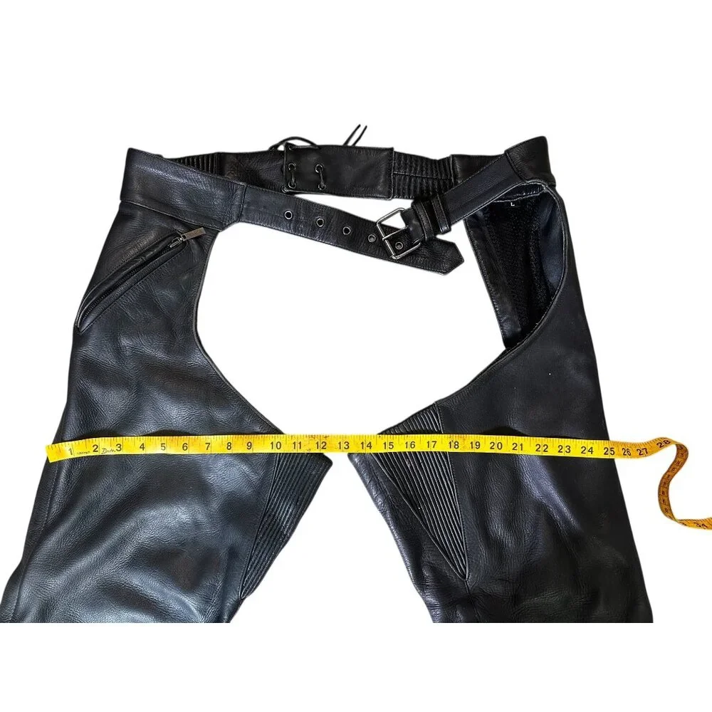 Milwaukee Biker Leather Chaps Men Large Black Adjustable Waist Motorcycle Cowboy